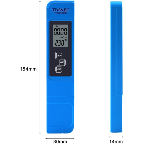 Vattenkvalitetstestpenna, levande vattenkvalitet, multifunktion, hushåll, tds-penna (blått case)