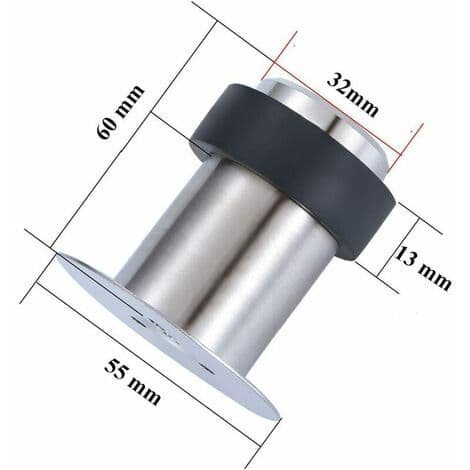 6 cm golvmonterad dörrstopp i rostfritt stål (4-pack) - 6 cm