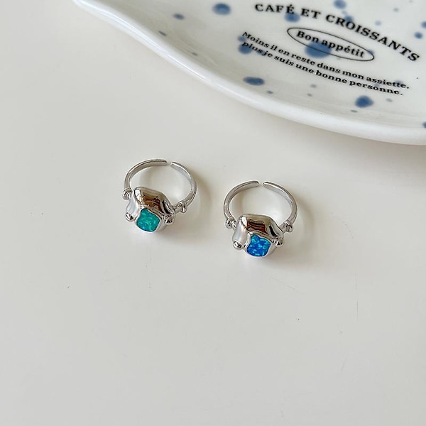 Ring i Silver S925 för Dagligt Outfit, Mode Smycke Ac7581 Blue