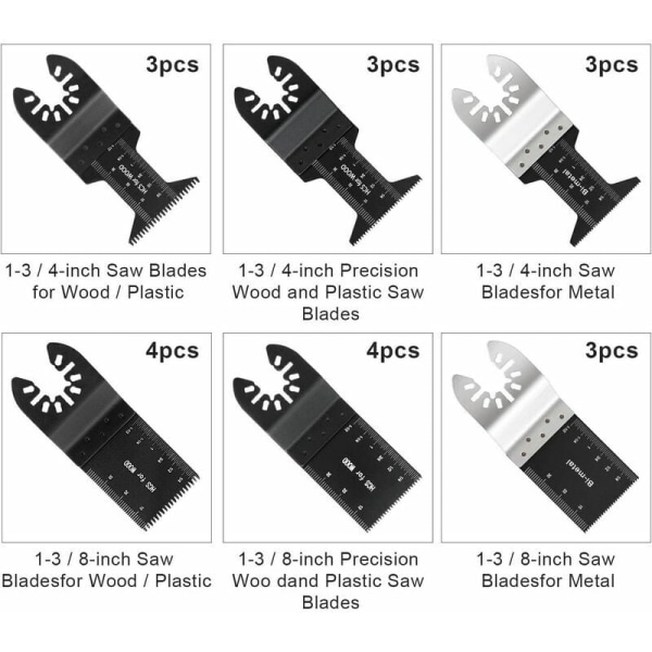 Hög Hastighets Hacksågblads Professionell Oscillationsågblads för Trä/Metall Universal Snabbkoppling Multiverktyg Passar för