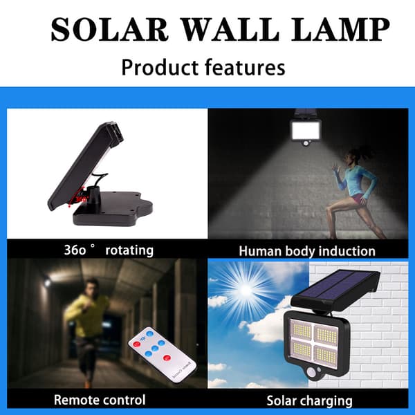 1 stycke 120 LED Solcellslampa med Rörelsesensor Utomhus Vägg