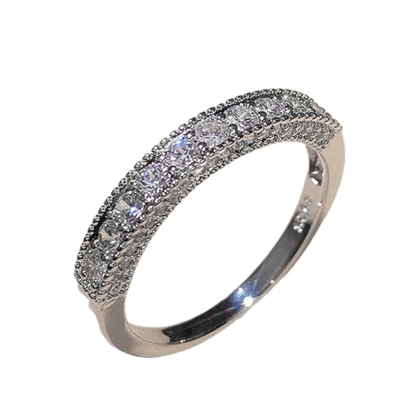 Unisex Ring Rund Kubisk Zirkonia Smycke Glimmande Ljus Lyster Finger Ring Alla Hjärtans Dag Present US 10