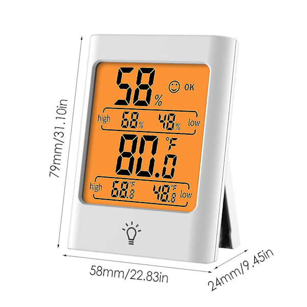 Digital Hygrometer Inomhus Termometer Temperatur Fuktighetsmätare Mini Väderstation Rums Termometer Med Touch Bakgrundsbelysning