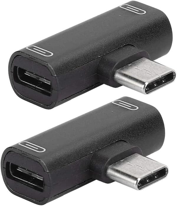 2-delt adapter, 2-i-1-konverter, aluminium USB-C hurtiglading