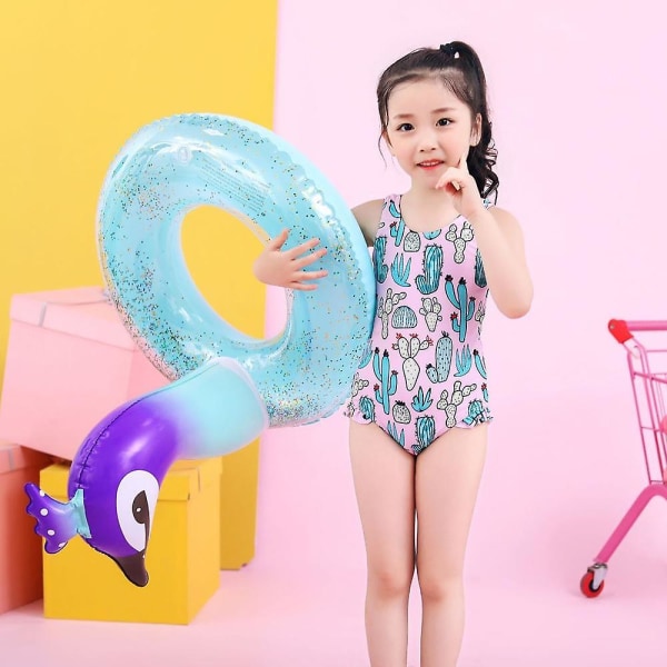 Badring Pool Float, Flamingo Form Uppblåsbar Pool Float Med Glitter, Uppblåsbar Fritidsflotte Rör Badring Sommar Barn Pool Leksaker Shape2