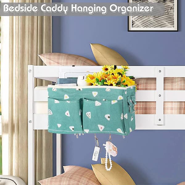 Sengside Oppbevaringspose Med Kroker Multifunksjonell Hengende Organizer Caddy Cherry blossoms