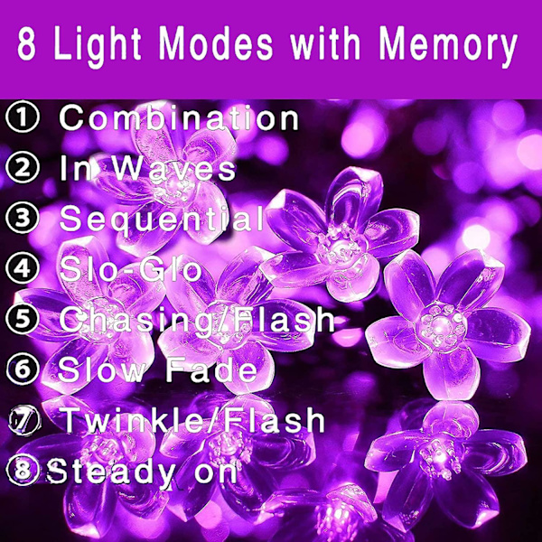 Utomhus String Lights, 50 LED 8 Dekorativa Körsbärsblommor, En Del