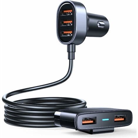 5 multi-port billadere, smarttelefon billader, multi-USB billader med 1,5 m kabel