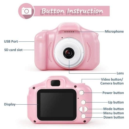 Digitalkamera PR barnvideokamera 1300w px IPS rosa