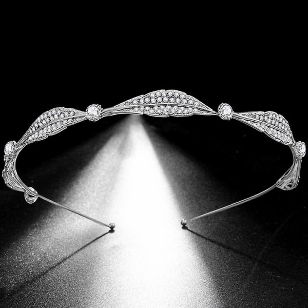 Kristall Rhinestone Pannband Enkel brudhårbåge Glittrande bladformad huvudbonad Håraccessoarer