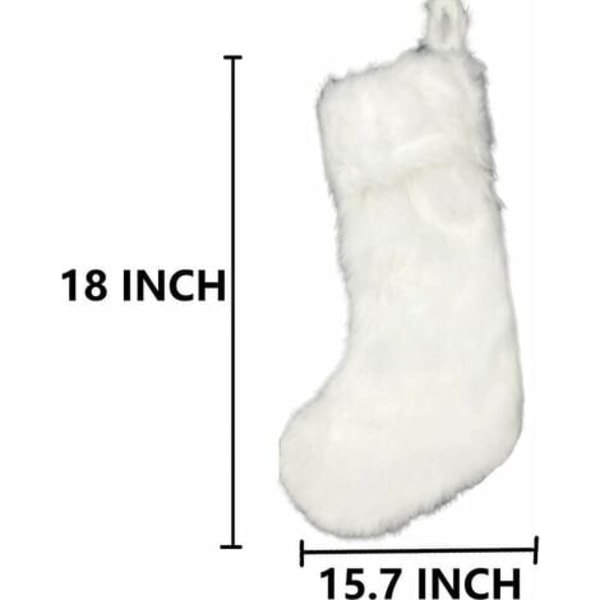 Pakkaus 18 tuuman lumivalkoiset joulusukat tekoturkis Joulusukat riippuvat koristeet karkkilahjapussit joulukoristeisiin