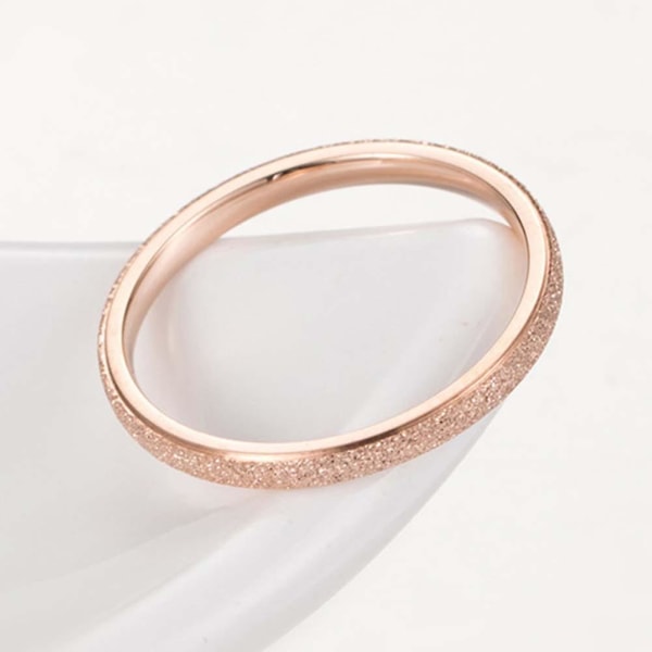 Glitter Matt Slim Band Titaaniteräs Sormus Morsian Hääkoru Lahja Rose Gold US 4 2mm