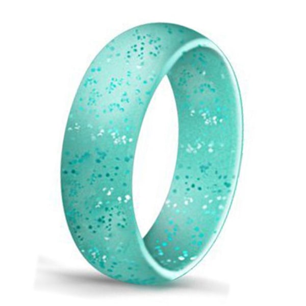 7 st Kvinnors Mode Silikon Mjukt Glänsande Glitter Finger Ringar Fest Smycken Present Blue Blue Glitter US 4