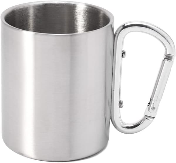 1 stk Dobbel Campingkopp i Rustfritt Stål 220ml Naturlig Vandring