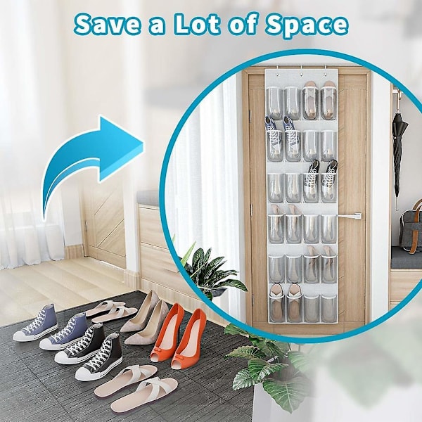 PVC Multi-lags Sko Opbevaring Opbevaringspose Underundertøj Opbevaring 24 Gitter Dør Bagside Opbevaringspose