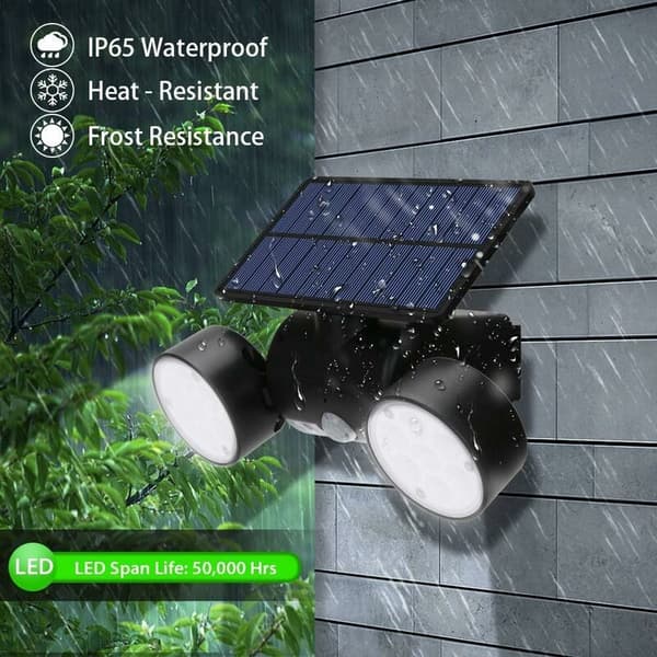 Solcelle Spotlight 2 stk. Menneskekrops Sensor Have Gadelys, Velegnet til have og gård