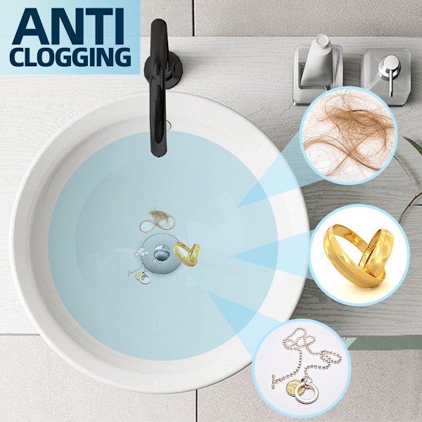2-i-1 Universal Håndvaskprop, Håndvasksi med Anti-Clog Filter, Rustfrit Stål Afløbsstop, Sin