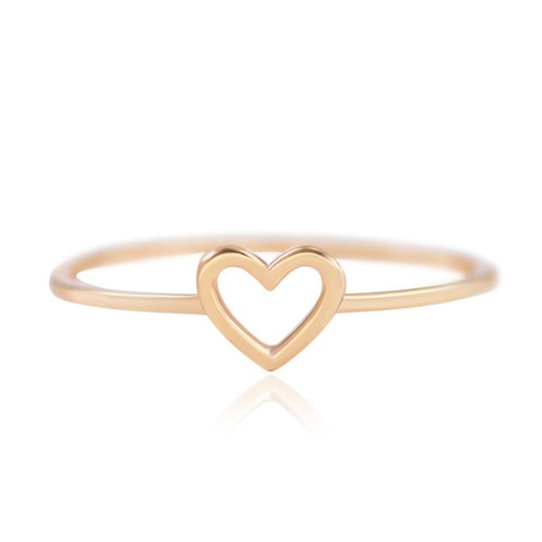 Enkel Hult Hjerte Ring for Kvinner Valentinsdag Frieri Smykkegave Silver US 7