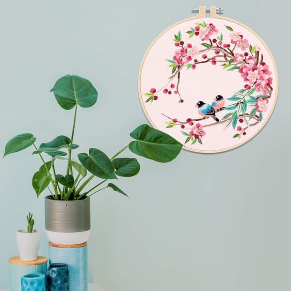 Broderi Starter Kit, (Fugle og Blomster) DIY Korssting
