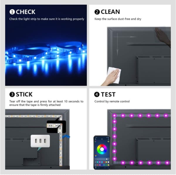 LED-Stripslys USB Baggrundslys 5V Vandafvisende RGB Lysstribe (1 Meter Vandafvisende)