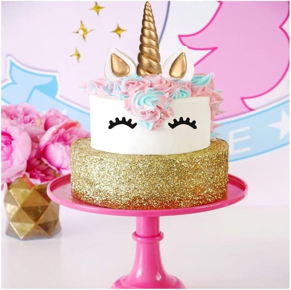 Kakepynt, Gyllen Enhjørning Bursdagskake/Kake Topper,