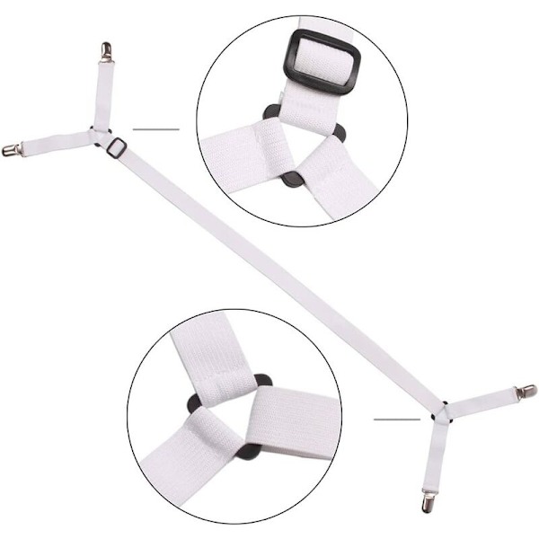 Justerbara triangulära lakanstöd för smidig madrass, 4-pack, vitt