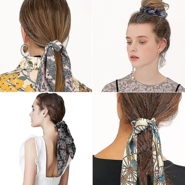 Fashion Floral Single Printed Scrunchie Elastic Hair Band For Women Hair Scarf Bows Rubber Ropes