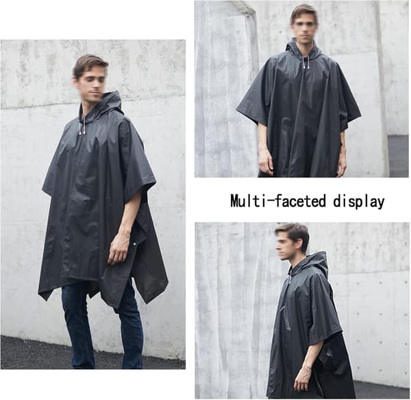 2 stk Svart Regnponcho, Vanntett Regnponcho, Regnkappe
