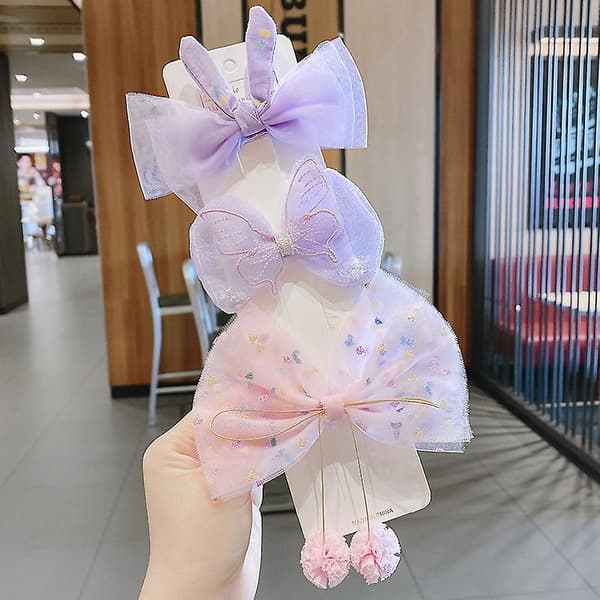 3/4 st Barn Japanska Rosett Huvudband Söt Hår Rep Charmig Web Celebrity Hår Ponytail Elastisk 5