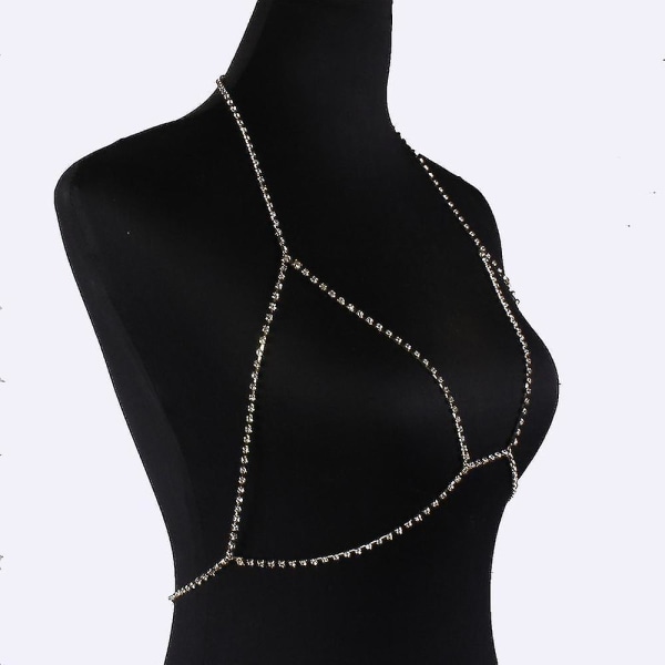 Mode Rhinestone BH Chain Sexig Sele Bikini Body Chain Kvinnor Smycken Gd