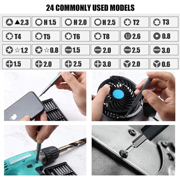 24 i 1 præcisionsskruetrækkersæt med etui, magnetisk præcisionsskruetrækker, iPhone-reparationsskruetrækker, elektronisk skrue