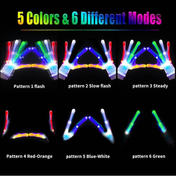 LED Handsker Røde Farver 7 Modes Lysende Handsker Rave Handsker