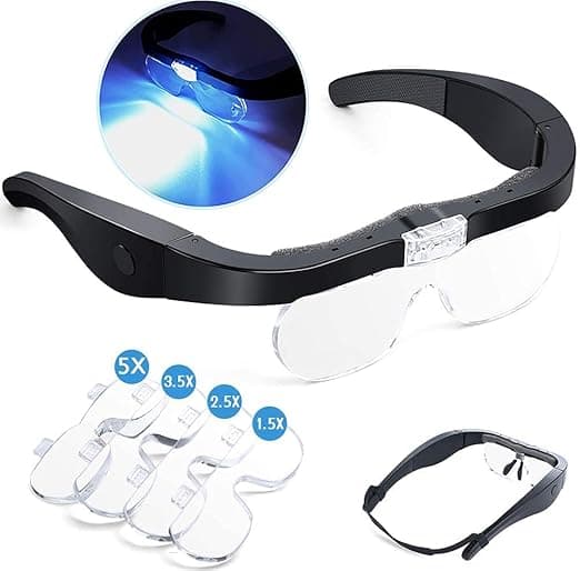 Hodeforstørrelsesglass med 2 LED-lys, USB-oppladbart LED-forstørrelsesglass