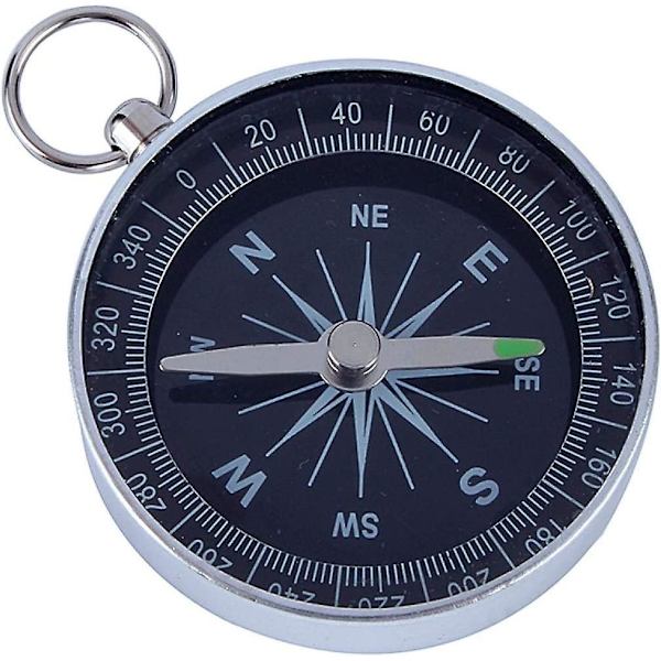 Silver Aluminium Fickkompass, Hög Stabilitet Bärbar Fickkompass För Utomhus Camping Vandring Sport Navigation