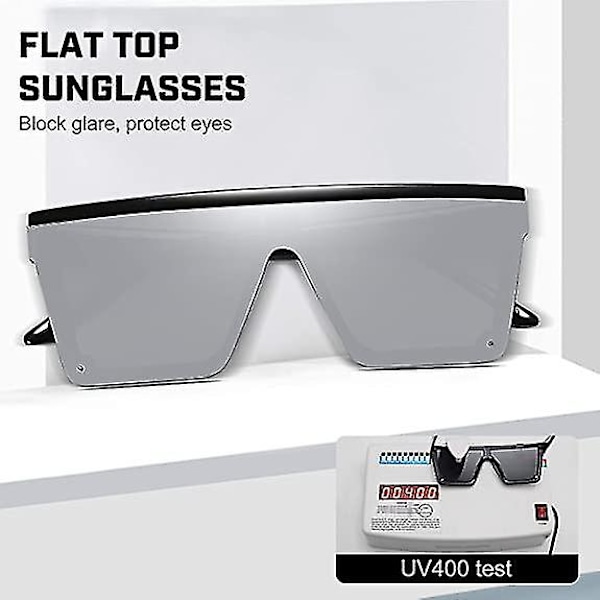 Överdimensionerade fyrkantiga solglasögon Fashion Siamese Lens Style Flat Top Shield Shades Unisex C3