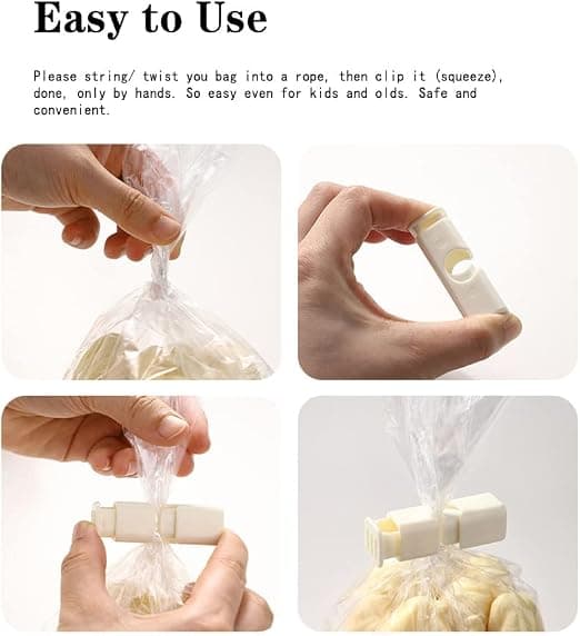 8 kompressions snackpose forseglingsclips, skridsikker forseglingspose