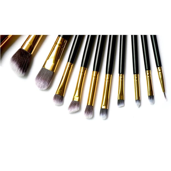 Sæt med 12 sorte makeupbørster,