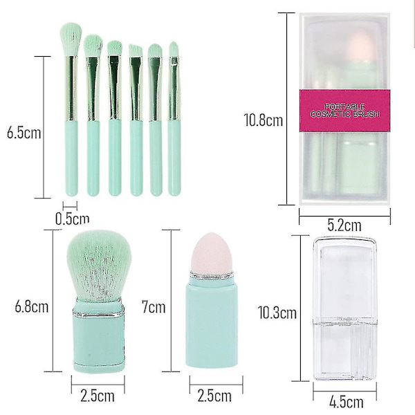 Style 2 Rejsemakeupbørster, mini makeupbørste sæt