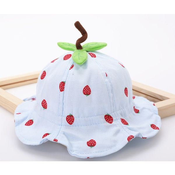Baby solhatt baby hatt vår och höst tunn bomull söt justerbar prinsessa fiskare hatt (hallonblå dragsko två toppar)