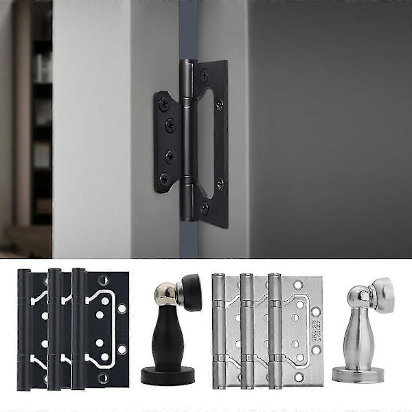 Dørhængsel og rustfrit stål dørholder sæt anti-rust dørhardware sæt sort