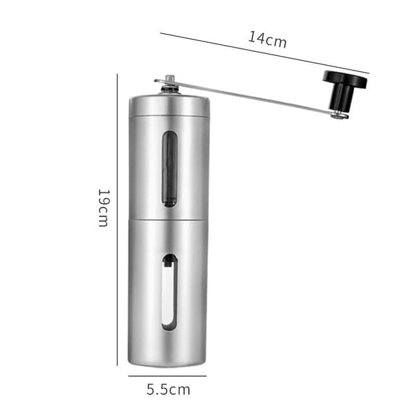Liten Hushållskaffe Kvarn Bärbar Handkvarn (Silver)