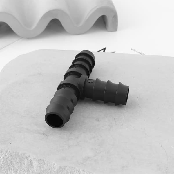 Sæt med 4 T-slangefittings i plast til drypvandingsslange, havemodhageforbindelse til system