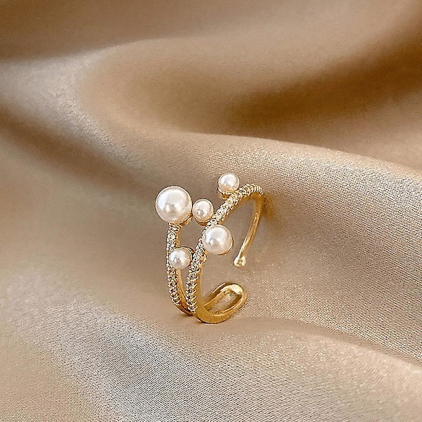 Ring med pärla, justerbar, modeaccessoar för flickor Ac3886 A71