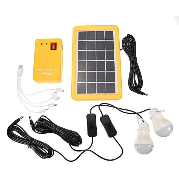 Generator Solarsystem Panel 3W USB Telefonlader + 2 Pærer, for Utendørs, Hage, Hage