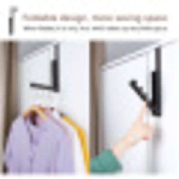 Folding Pants Rack Free Perforated Shelf Wardrobe Door Creative Four-Grid Interior Storage Rack (Black),