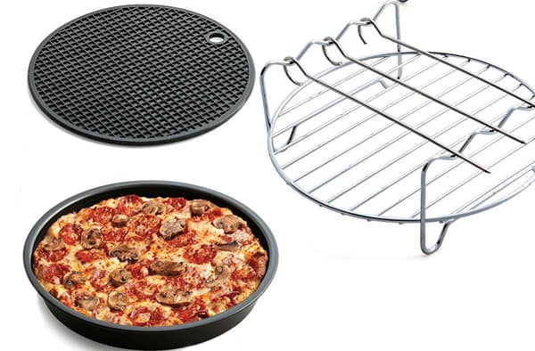 Tilbehør til airfryer - kageform, pizzabakke, 5 dele sæt