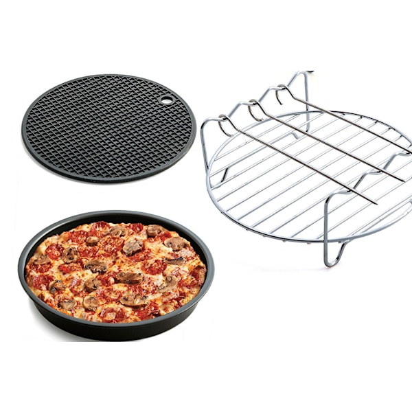 Tillbehör till airfryer - kakform, pizzaplatta, 3-pack