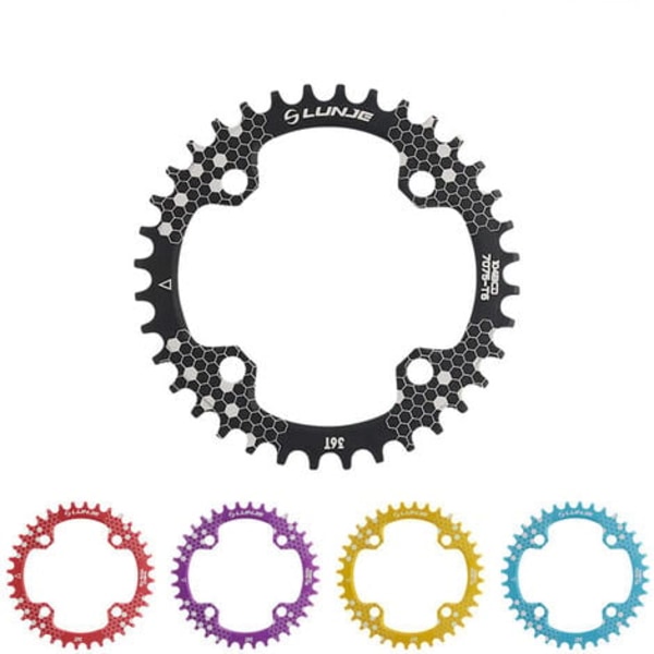 Kjedeblad 104 BCD 32T 34T 36T 38T Enkelt Bredt Smal med 4 Stykker Tannhjulbolter for Landeveissykler, MTB, BMX Bi