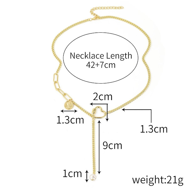 Halskæde Dobbelt Lag Heartchoker Mode Smykker  B1692 N2104-5