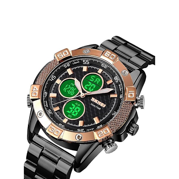 Herre Fashion Sports Quartz Dobbelt Display Digital Vandtæt Ur 1838